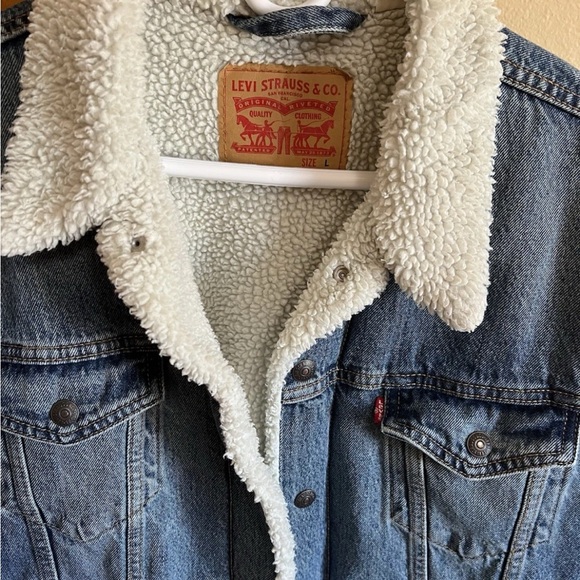Levi’s Sherpa Trucker Jacket 16365-0044 Men’s Size L Light Blue Denim EXC cond - Picture 3 of 13